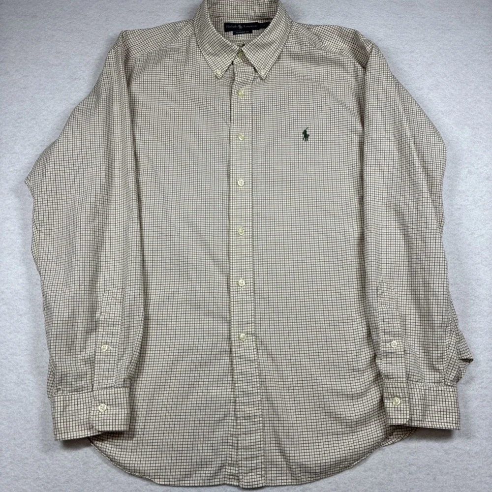 Ralph Lauren Polo Pony Men's‎ Classic Fit Button Down Long Sleeve Micro Check XL